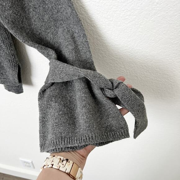 [Madewell] Charcoal Gray Tie Cuff Crew Neck Cotton Blend Sweater Size Medium M - Picture 11 of 12